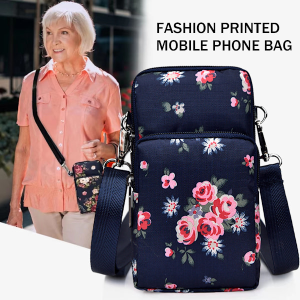 Pieni crossbody-matkapuhelinlaukku naisille, 3-kerroksinen vetoketjullinen nylon olkalaukku urheilurannekkeellinen lompakko älypuhelimille
