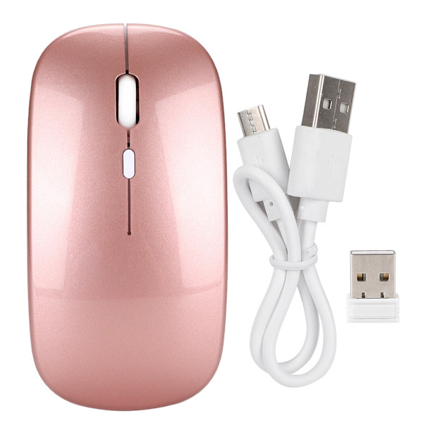 HXSJ M80 2.4G Ergonomisk Trådløs Genopladelig Lydløs Mus med USB-modtager (Rose Gold)