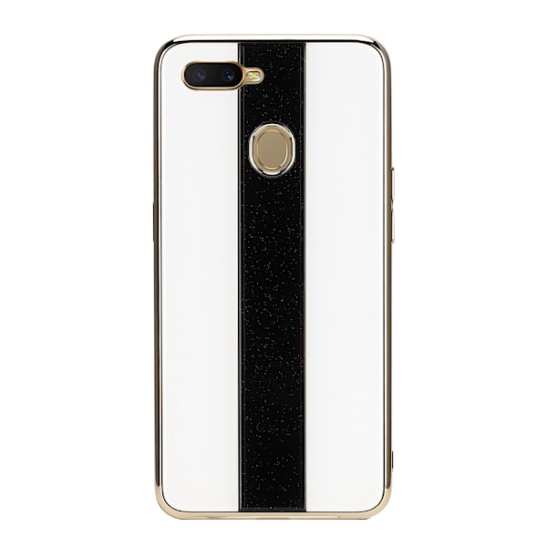 Elektropläterat mjukt gummi + plexiglaslins Anti-fall tunna telefonfodral för OPPO A7 (vit)