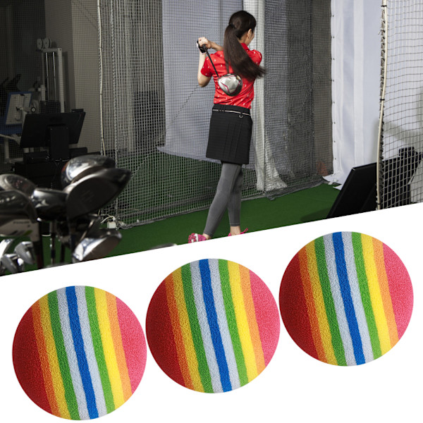 Golf Swing Träningsbollar, Interaktivt Husdjursleksak EVA-skum Icke-blekande Färg Mjuk Textur, för Inomhusträning Regnbågsfärgade 50ST