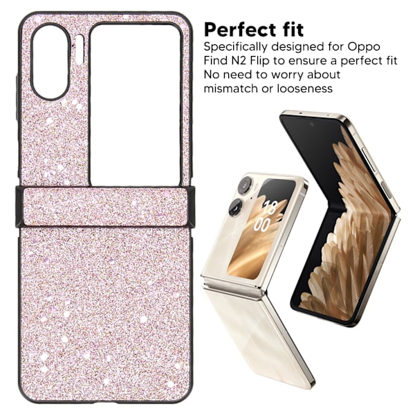 Flip skærm telefon etui slidstærkt perfekt pasform glitter design let at rengøre cover til Oppo Find N2 Flip
