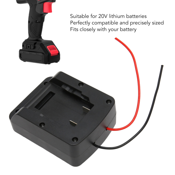 Sikker Batteri Adapter Uafhængig Afbryder Dock Power Connector med Ledninger til 20V Lithiumbatteri