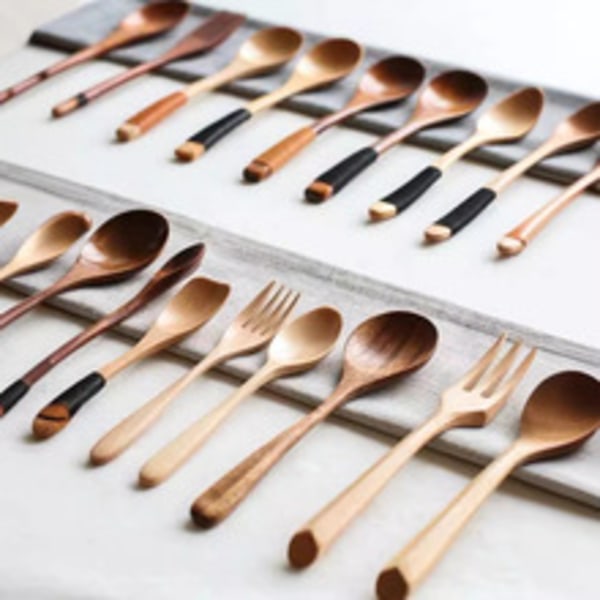 Bambu Matsalsverktyg, Perfekt Omrörning och Servering, Giftfritt Bambu Chopsticks Sked Set för Hemmarestauranganvändning, Bekvämt Viktade, Rostbeständiga