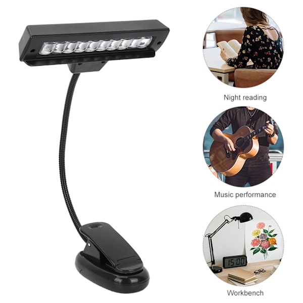 Bärbar orkester notställ ljus flexibel hals klämma på USB läsning LED-lampa