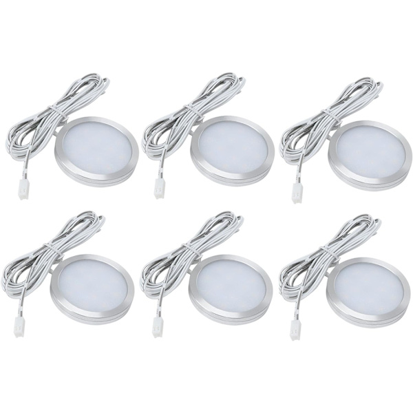 6st, Inbyggda LED-spotlights, 12V, 3W, Infällda Takdownlights, Husbil, Husvagn, Båt, Varmvitt