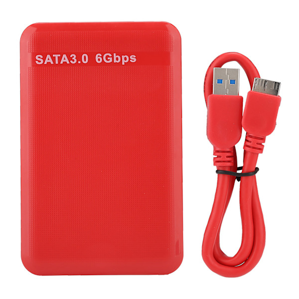 2,5-tums USB3.0 SATA3.0 höghastighets 6 Gbps mobilt hårddiskhölje stöder 6 TB UASP-acceleration (röd)