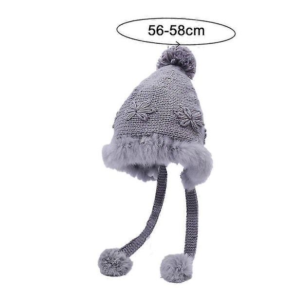 GETIT Söt Broderad Pälstofs Ullmössa Höst Och Vinter Plus Sammet Tjock Varm Stickad Mössa