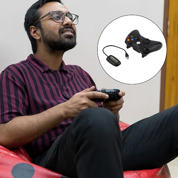 Snygg trådlös handkontroll för Xbox 360, ergonomisk design med asymmetriskt grepp säkerställer bekvämt spelande, integrerad headsetport för sömlös anslutning