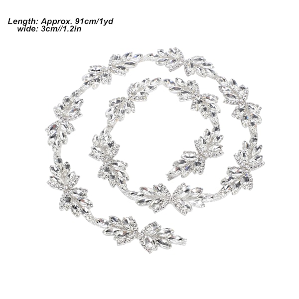 1yd krystal trim dekorativ sy håndværk kunstig diamant kæde applikation bælte til bryllup dekoration3cm hvid