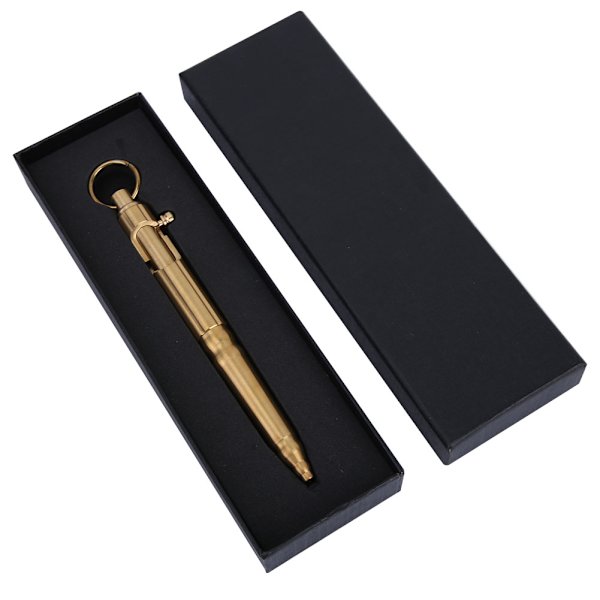 Vintage Exquisite Solid Golden Bolt Type Brass Tactics Writing Signature Pen Gift