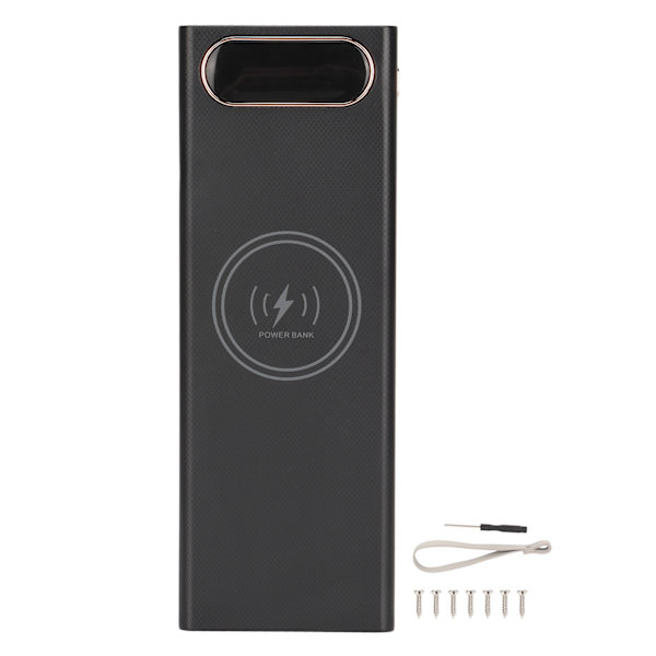 L20 QC 22.5W+15W Trådlös Laddnings Batteri Fodral 20x18650 Batteri Box DIY Power Bank(Svart )