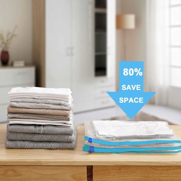 Resekompressionspåsar, Vakuumförvaringspåsar med Rullbar Design, Upp Till 80% Utrymmesbesparing, 6 st