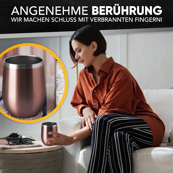 Stilren Vinglas i Rostfritt Stål, Dubbelväggig Vakuumisolering Håller Drycker Kalla i Upp Till 9 Timmar Eller Varma i Upp Till 3 Timmar, Perfekt Present För