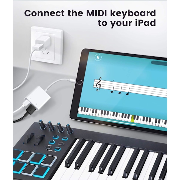 iPhone iPad OTG-adapter, Lightning till USB-omvandlare med Plug and Play & Laddningsport, USB-minne & Kortläsarkompatibilitet Midi