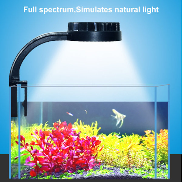 LED-akvarieljus Multifunktionell Hög Ljusstyrka Spara Energi Full Spectrum LED Akvarium Klämlampa 5W Svart