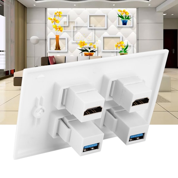 2-Port HDMi   2 Port USB3.0 HDMI-koblerdeksel Audio Video HDTV Veggplate Panel