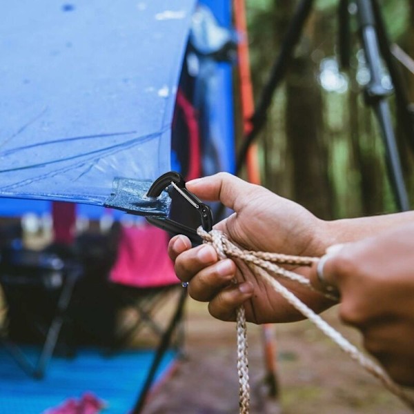 Justerbart låsande markisklämma, stark presenningsklämma, återanvändbar ABS-plast, perfekt för camping, picknick och andra utomhusaktiviteter (8,3*3,3 cm)