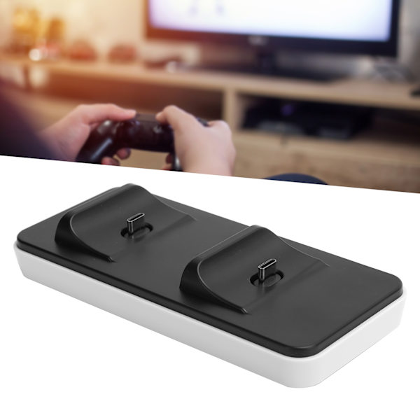 Trådlös Gamepad Laddare Dubbel Controller Laddningsstation med Kontaktkonverteringshuvud för PS5