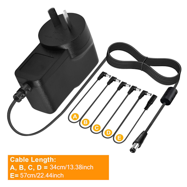 Strömadapter 9V Plast Gitarr Multi Effekt 1 till 5 C2T Linje Industriella Verktyg 850mA AC100‑240VAU Kontakt