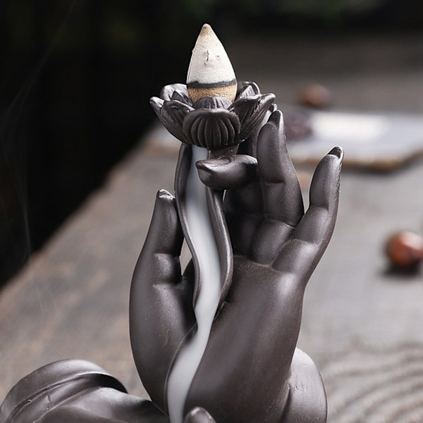 Buddha hånd vandfald røgelse brændere røg vandfald moderat størrelse tilbagestrømning røgelse holder til soveværelser studier kontorer
