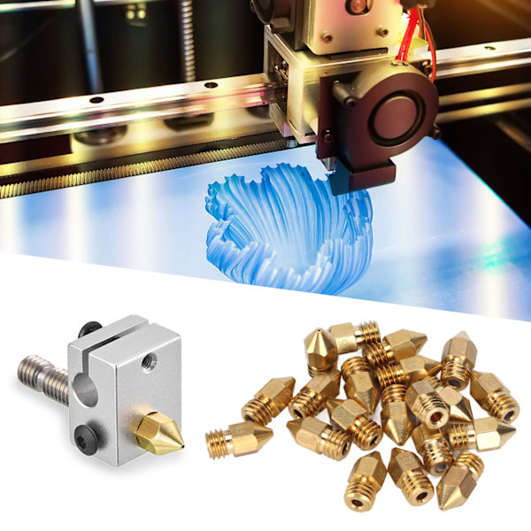 20 stk MK8 dyse sett 1,75 mm M6 gjenge polerte ekstruder dyser med oppbevaringsboks for 3D-skriverutskifting 0,5 mm