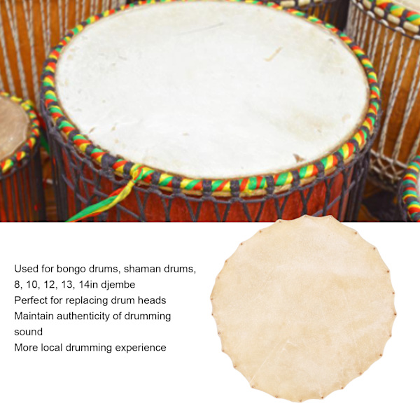 Geiteskinn trommehode for Bongo Shaman trommer Djembe erstatningsdeler tilbehør 36 cm diameter