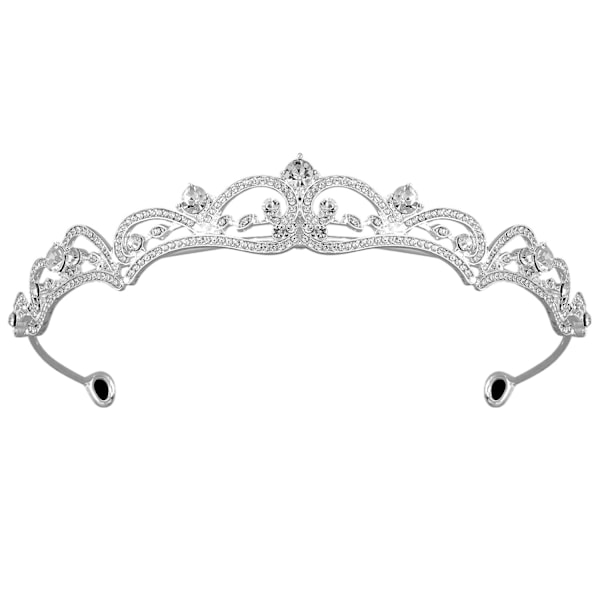 Elegant Kristalltiara, Rostfri Bröllopstiara med Glittrande Kristaller, Handgjorda Lövsmycken för Prinsesskrona, Högkvalitativ Legering