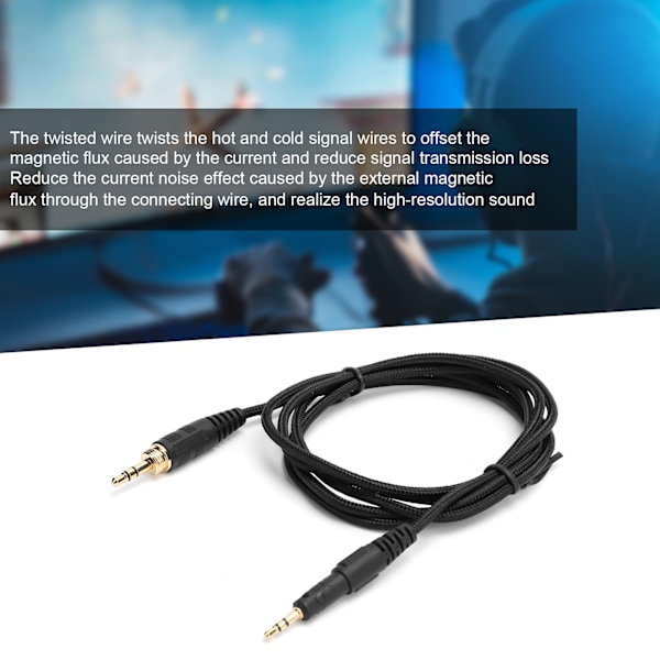 Hodetelefon lydkabel flettet AUX-kabel erstatning for ATHM50X M40X