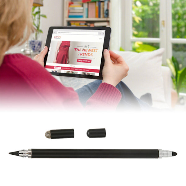 Stylus-kynä, tarkka paikannus, 3-in-1-monitoiminen kapasitiivinen stylus, jossa 2 kuitukärkeä tablet- ja matkapuhelimille, musta