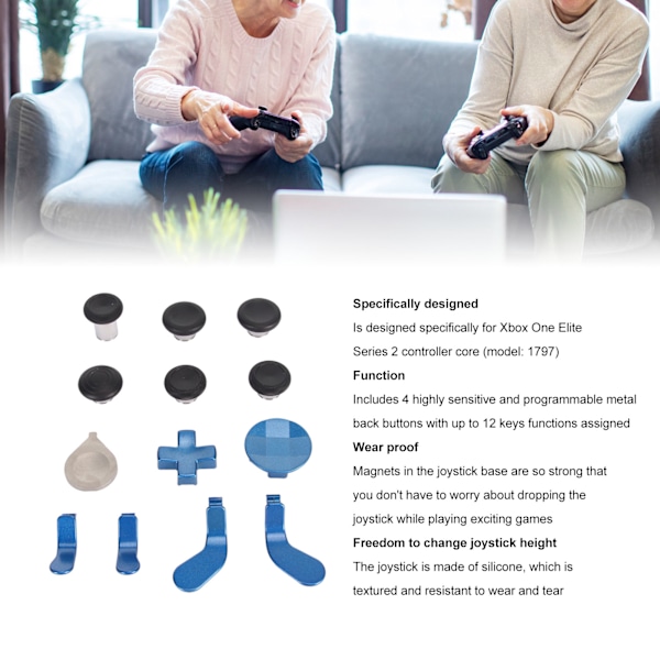 Udskiftning af Tommelfingerpinde Kit Følsomme Magnetiske Metal Tommelfingerpinde til Xbox One Elite Series 2 Blå