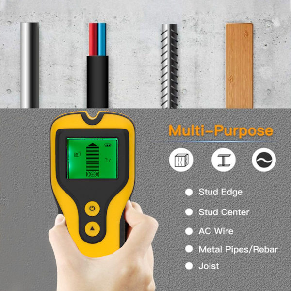 3 i 1 Vægscanner Finder Multifunktionel Bærbar LCD Digital Vægstift Metal Træ Stud Detektor Gul