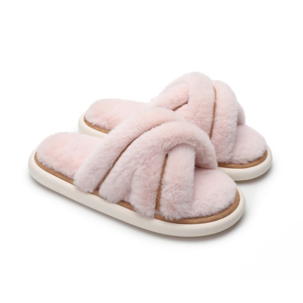 Womens Slippers - Cozy Plush Home Slippers Fluffy Furry Open T