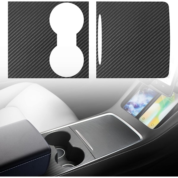 Tesla Model 3 Model Y 2021 2022 2023 Center Console Wrap Kit Carbon Fiber Console Cover Interior Decoration Wrap Kit för Tesla Tillbehör (Matte