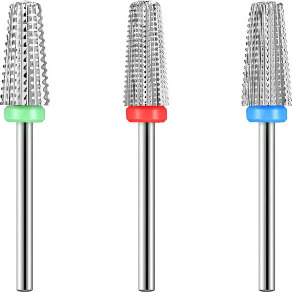 3 Pieces Nail Carbide 5 In 1 Bit, Nail Drill Bits Set-2 Way