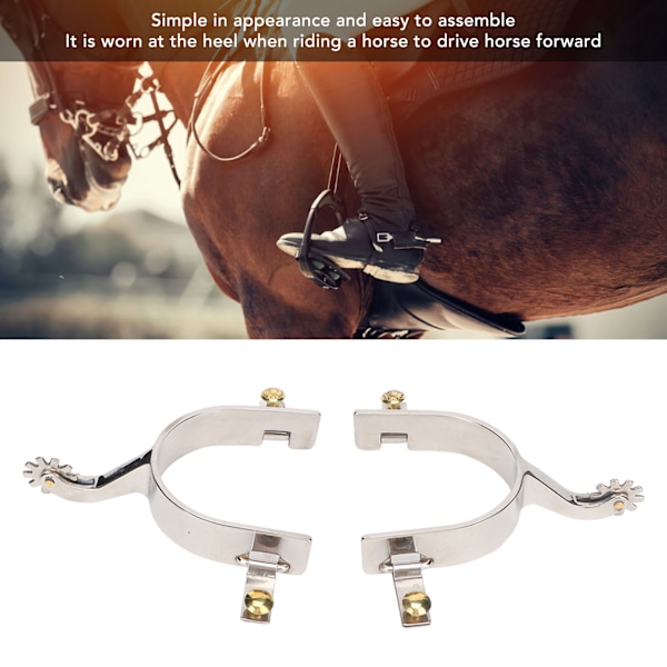 2 stk. hestesporer i rustfrit stål, Western Cowboys Spurs med roterende gear til hesteentusiaster