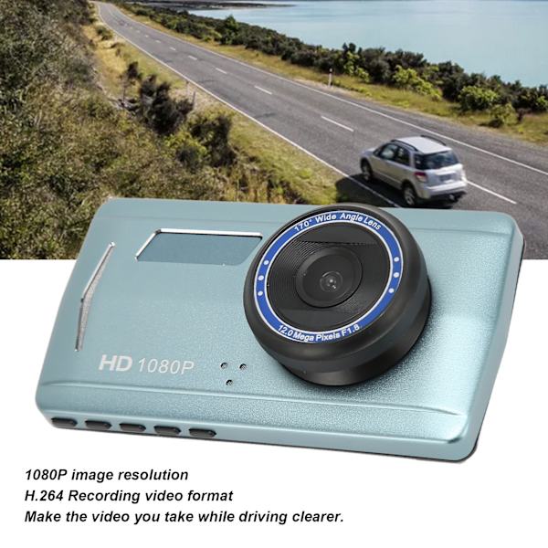 4,5-tums bilkamera med dubbla objektiv 1080P HD 170 graders vidvinkel nattseende videokamera Dash Cam