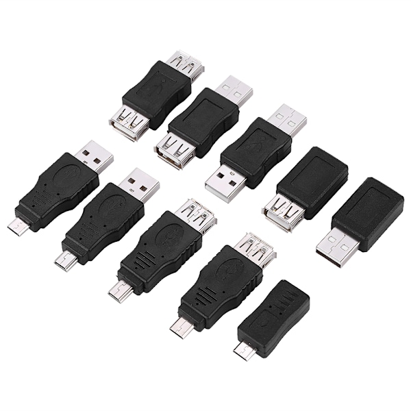 Pakke med 10 Multiple USB2.0-adaptere Micro/Mini han/hun-konvertere