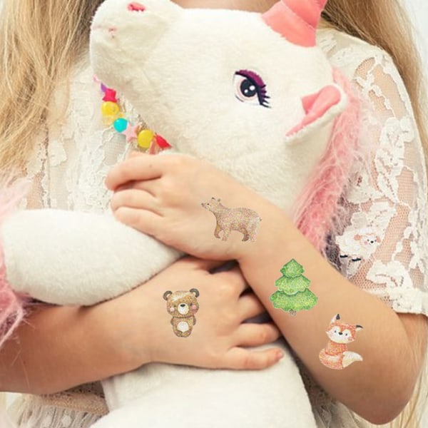 10 Ark Trendiga Tattoo Barnmotiv med Djur, Motiv Djur, Barntatueringar, Hudvänliga Barntatueringar att Klistra På