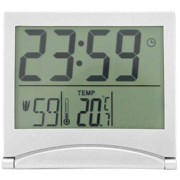 Elektronisk kompakt skrivbordsväckarklocka hopfällbar kalender temperatur timer klocka för resor
