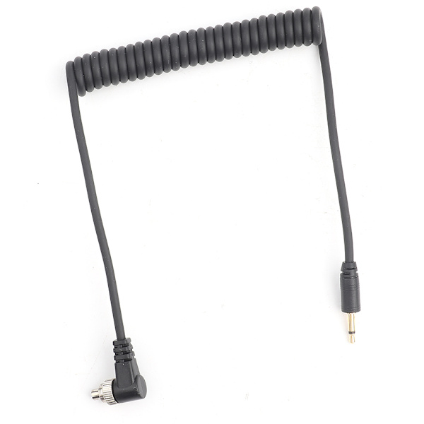 2,5 mm till hane Flash PC-synkroniseringskabel med skruvlås förlängd spiralformad kabel