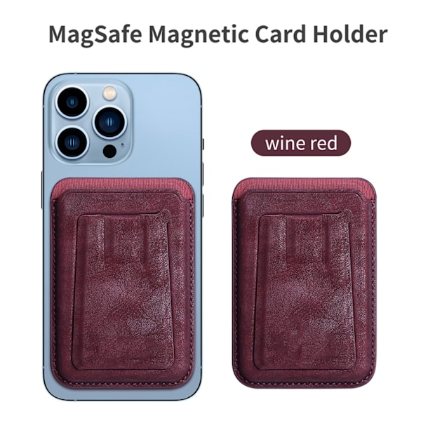 Snap On Magnetisk Stativ Magnetisk Stativ Kortholder Kompatibel Tegnebog Understøtter 2 Kort med 3 Telefon Stativ Tilstande Vinrød