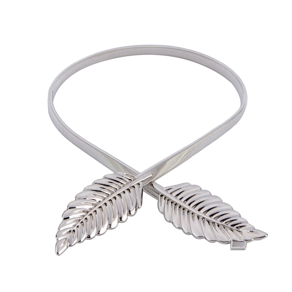 Kvinnor Metallblad Elastisk Stretch Midjebälte Rem Cummerbund Midjeband