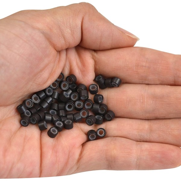 1000 st Nano Beads Hårförlängningar, 5,0 mm Micro Rings Silikonfodrade för I Tip Hårförlängningar, Förlimmade Hårförlängningar (Mörkbrun)