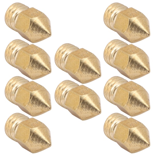 10 stk 3D-skriver Mk8 messingdyse ekstruderdyse 1,75/0,2 mm filament skriver ekstruderdyse