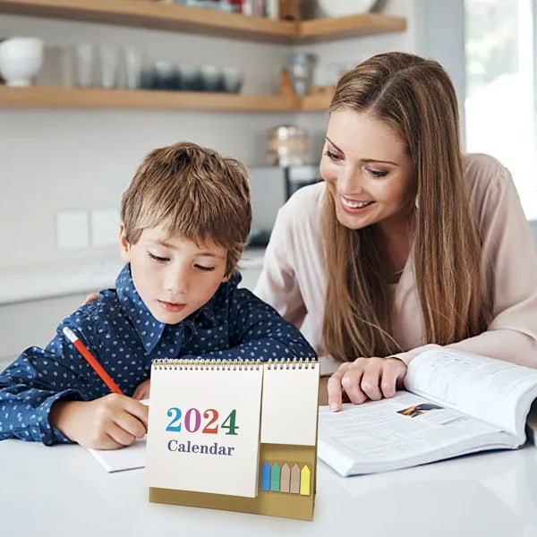 Bordskalender 2023-2024 - 18 Månaders Liten Skrivbordskalender Löper från Juli 2023 till December 2024, Stående Blädderkalender med Anteckningsblock Style 2
