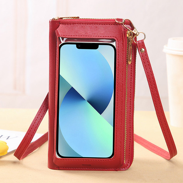 Crossbody mobiltelefonväskor för kvinnor, touch screen-väska, mobiltelefon läder plånbok handväska, axelväska