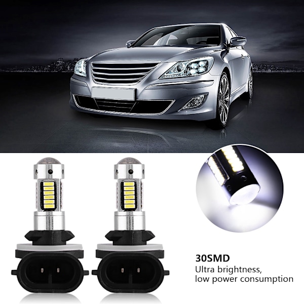 Pair of 881 4014 White LED Car Headlight Fog DRL Light Bulb Lamp DC 12V