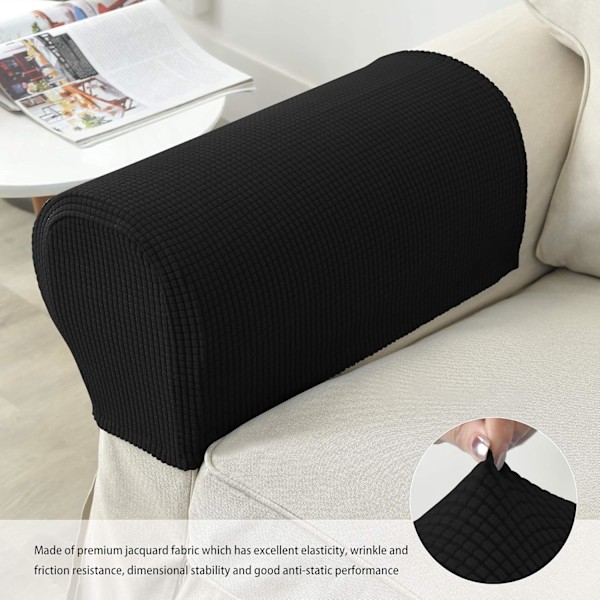Set om 2 Jacquard Stretch Soffa Fåtölj Armstödsskydd Anti-Slip Möbelskydd Armstöd Överdrag för Soffa Recliner