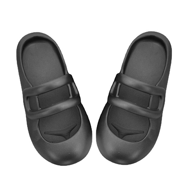 Damtofflor med stängd tå Mjuka Flexibla Enfärgade EVA Rund Huvud Tjock Sula Dam Plattform Sandaler Svart 38-39