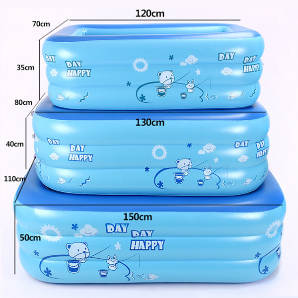 120/130cm Børnebadekar Baby Hjemmebrug Plaskebassin Oppustelig Rektangel Swimmingpool Børne Oppustelig Pool